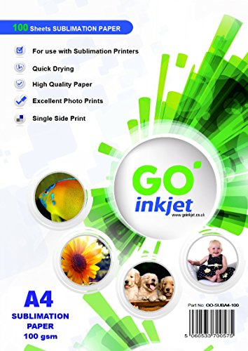 100 hojas A4 de papel de sublimación, para prensa de calor, camisetas, tazas, marca GO Inkjet