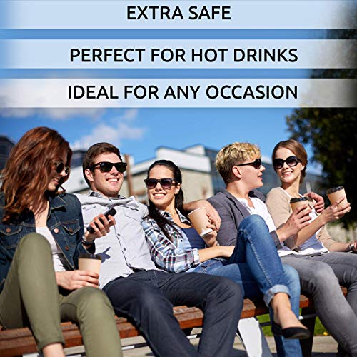 100 Kraft Vasos Desechables 360 ml de Doble Pared de Café para Llevar - Vasos Carton con Tapas y Agitadores de Madera para Servir el Café, el Té, Bebidas Calientes y Frías