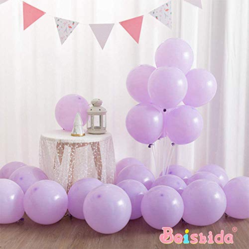 100 Piezas Morado Globos Pastel 10 Pulgadas Macaron Latex Balloon Morado Claro Globos de Helio Globos de Fiesta para Decoraciones de Cumpleaños Bodas Fiestas Aniversario Baby Shower