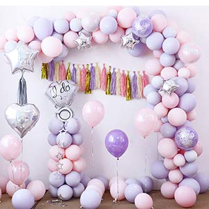100 Piezas Morado Globos Pastel 10 Pulgadas Macaron Latex Balloon Morado Claro Globos de Helio Globos de Fiesta para Decoraciones de Cumpleaños Bodas Fiestas Aniversario Baby Shower