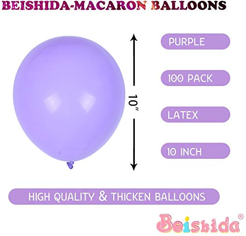 100 Piezas Morado Globos Pastel 10 Pulgadas Macaron Latex Balloon Morado Claro Globos de Helio Globos de Fiesta para Decoraciones de Cumpleaños Bodas Fiestas Aniversario Baby Shower