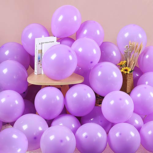 100 Piezas Morado Globos Pastel 10 Pulgadas Macaron Latex Balloon Morado Claro Globos de Helio Globos de Fiesta para Decoraciones de Cumpleaños Bodas Fiestas Aniversario Baby Shower