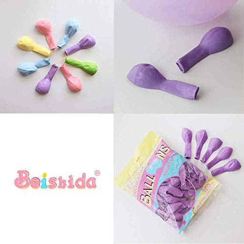 100 Piezas Morado Globos Pastel 10 Pulgadas Macaron Latex Balloon Morado Claro Globos de Helio Globos de Fiesta para Decoraciones de Cumpleaños Bodas Fiestas Aniversario Baby Shower