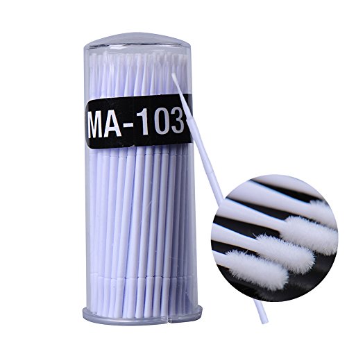100 Stk. Microbrush Microbürstchen Reinigungsst?bchen Reinigungsst?bchen zur Minipinsel Wimpernverl?ngerung Zubeh?r Gelb/weiss/blau/grün