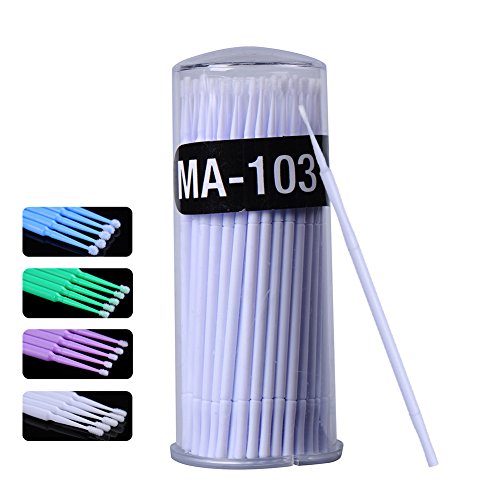 100 Stk. Microbrush Microbürstchen Reinigungsst?bchen Reinigungsst?bchen zur Minipinsel Wimpernverl?ngerung Zubeh?r Gelb/weiss/blau/grün