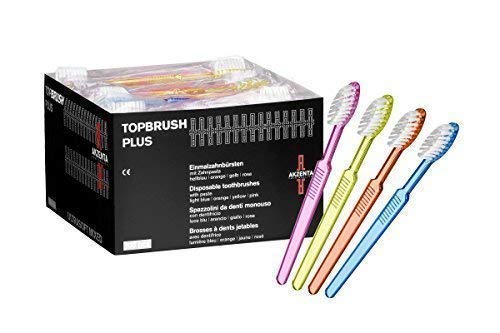 100 Top Brush Plus Cepillo Dientes 4 Colores Mezclado Ultra Suave Cerdas Akzenta