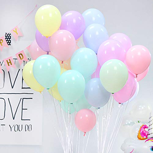 100pcs Macaron Globos(10 Inches) Globos Pastel de Latex + 1 x Cinta de Tira Decorativa de Columna de Arco(5M) + 3 x Cinta de Raso, Rollo de Raso Satén de Seda Decoración + 1 x Bomba de Globo