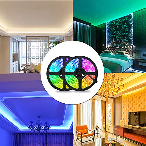 10M Tiras LED RGB 5050,Tomshine 300 LEDs Tiras LED de Luces Kit con Control Remoto IR de 44 Teclas,Impermeable IP65,Adaptador de Alimentación 12V 6A,Luces Led Decoracion para el Hogar,Cocina,Navidad