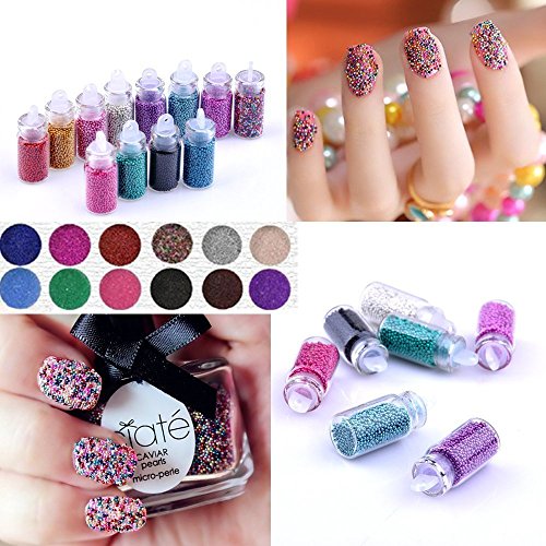 12 colores mini cuentas de caviar arte de uñas DIY decoración