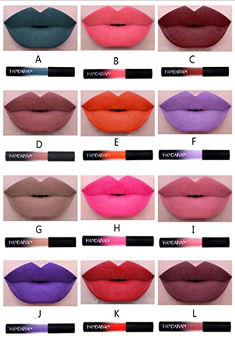 12 Colores Profesional Pintalabios Mate Labial de Maquillaje Larga Duracion para Niñas por ESAILQ I