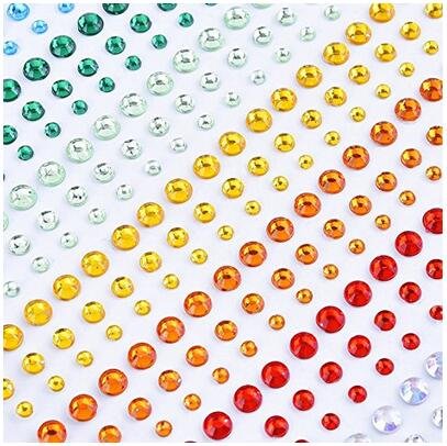 12 hojas 2064 pcs 3 talla adhesivo brillantes Gem cristal pegatinas para DIY artesanía cara maquillaje Nail Art (color aleatorio)