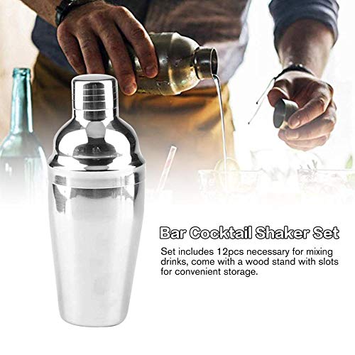 12 Piezas De Acero Inoxidable, Mezclador De Coctelera, Mezclador De Vino Martini, Conjunto Con Estante De Madera Para Barman, Bebida, Barra De Fiesta, Herramientas-España_750Ml