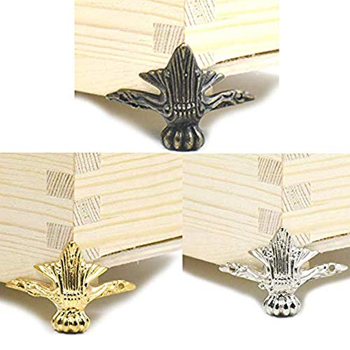 12 piezas pierna protector de la esquina (4 x oro, 4x plata, 4x bronce) Joyería de latón regalo antiguo de la caja de madera Pies decorativos de la pierna protector de la esquina