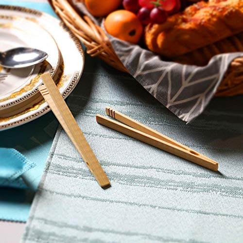12 Piezas Pinzas de Bambú Pinzas de Madera Tostadas Pinzas de Cocina de Bambú para Cocina, Pan, Té de Frutas y Pepinillos, 7 Pulgadas