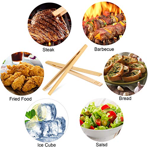 12 Piezas Pinzas de Bambú Pinzas de Madera Tostadas Pinzas de Cocina de Bambú para Cocina, Pan, Té de Frutas y Pepinillos, 7 Pulgadas
