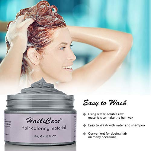 120g Cera para el cabello, Crema Para Colorante Pelo Temporal Duradera, Lavable Tinte Temporal Capilares, Color del Cabello Crema Para Colorante Pelo para Fiesta, Cosplay, Carnaval, Navidad - Gris