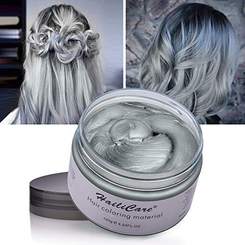 120g Cera para el cabello, Crema Para Colorante Pelo Temporal Duradera, Lavable Tinte Temporal Capilares, Color del Cabello Crema Para Colorante Pelo para Fiesta, Cosplay, Carnaval, Navidad - Gris