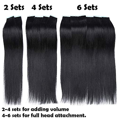 12"(30cm) SEGO Extensiones Adhesivas de Cabello Natural Sin Clip 2g*10pcs #Gris 100% Remy Pelo Humano Tape in Hair Extensions (20g)