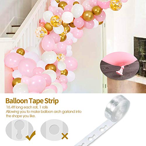 127Pcs Kit de guirnaldas con globos SPECOOL Kit de arcos de globos Rosa blanca y dorada Confeti Lleno de globos de látex Paquete con cinta de globos para cumpleaños Decoración de banquete de boda
