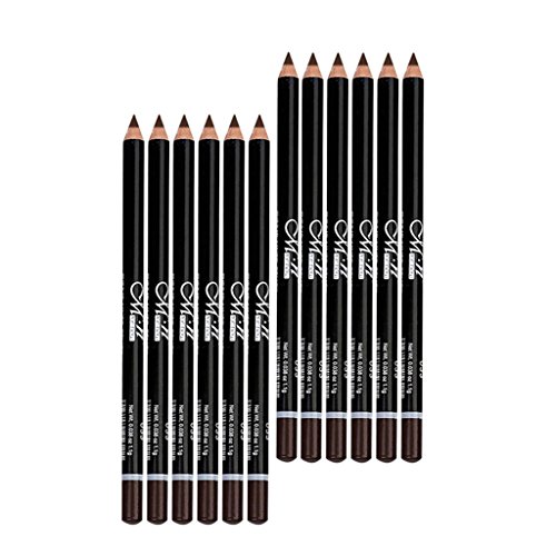 12pcs Set de Maquillaje de Ojos, Lápiz de Delineador de Ojos Duradera Resistente al Agua - Café