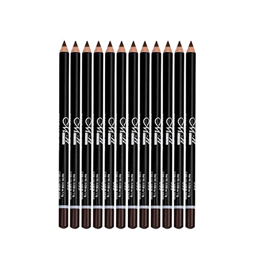 12pcs Set de Maquillaje de Ojos, Lápiz de Delineador de Ojos Duradera Resistente al Agua - Café