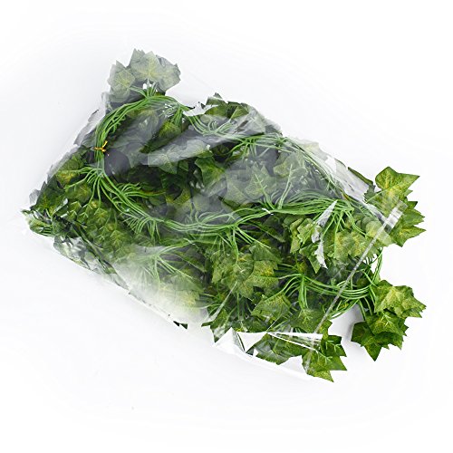 (12pcs x 2m) Hiedra Hojas de Vid Artificial Guirnalda Plantas Decoración Verde Follaje de Seda Hogar Jardín Valla Boda Fiesta Ventana Escalera Exterior