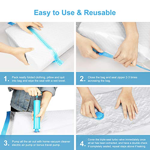 15 Piezas 3 Tamaños de Bolsa para Vacío de Ropa, EWEIMA Bolsas de Almacenamiento al Vacío Ahorro de Espacio para Guardar Ropa, Ropa de Cama, Edredones, Almohadas, Mantas, Cortinas, Tejidos, Sábanas