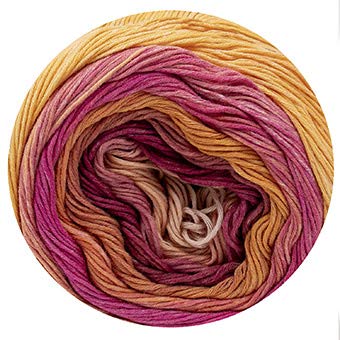 150 g Katia Harmonia Non-Stop Creativity – Color 203 rosa/naranja/rojo/amarillo – Un hilo fino de 100% algodón con el perfecto degradado en combinaciones de colores cuidadosamente seleccionadas.