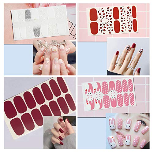 16 hojas envolturas de uñas adhesivos de esmalte de uñas calcomanías tiras de uñas diseño de etiqueta de uñas falsas conjunto de manicura