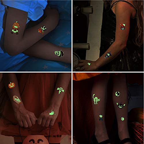 165× Halloween Luminoso Tatuajes Temporales para Niños, mexicano niños tattoos Día de los Muertos Esqueleto cráneo Tatuajes Pegatinas para Infantiles Fiesta de cumpleaños Regalo