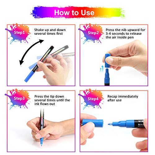 18 Colores Rotuladores de Pintura Acrílica Rotuladores Permanentes de Colores Rotuladores Acrilicos Permanentes Pintura para Tela,Pintar Piedras,Metal, Madera, Vidrio,Huevo de Pascua,DIY(0.7mm)