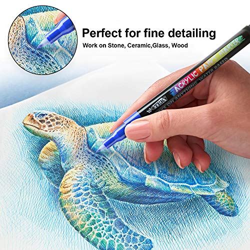 18 Colores Rotuladores de Pintura Acrílica Rotuladores Permanentes de Colores Rotuladores Acrilicos Permanentes Pintura para Tela,Pintar Piedras,Metal, Madera, Vidrio,Huevo de Pascua,DIY(0.7mm)