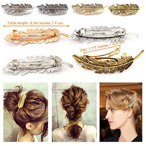18 PC Clips De Aleación Vintage Horquillas, Rama De Árbol Del Metal De MOAMUN Pluma Hoja Horquilla Abrazaderas Pernos De Pasador De Pelo Para Las Mujeres