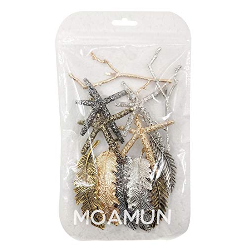 18 PC Clips De Aleación Vintage Horquillas, Rama De Árbol Del Metal De MOAMUN Pluma Hoja Horquilla Abrazaderas Pernos De Pasador De Pelo Para Las Mujeres