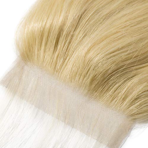 18"(45cm) SEGO Blonde Lace Closure 4x4 Extensiones de Cortina Pelo Natural Humano [#613 Blanqueador Rubio] Cabello 100% Remy Cierre Frontal Rizado Brazilian Body Wave