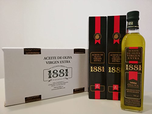1881 Aceite de Oliva Virgen Extra, Alta Selección, (Caja de dos botellas de vidrio de 0,5 lt) Rico en antioxidantes naturales
