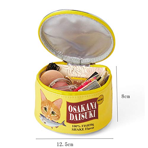 1PC linda bolsa cosmética Can Food Design bolsa de maquillaje MultifunctionalPouch portátil Organizador Bolsa de accesorios perfecto regalo para los amantes de peces gato (verde)