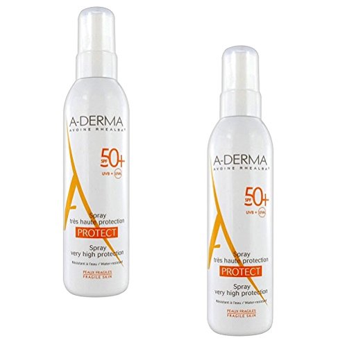 2 A-derma Protect Spray Spf50 + 2 x 200 ml Protección solar elevada oferta ahorro