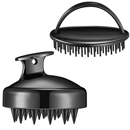 2 Cepillos de Champú Masajeador de Cuero Cabelludo Cepillo de Cuero Cabelludo Masajeador de Silicona de Cabeza Negra para Cuidado de Cuero Cabelludo Limpieza de Ducha con Cerdas de Silicona Flexibles