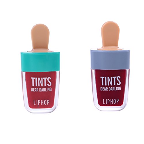 2 Colores Lindo Lápiz Labial de Diseño de Helado Tinte de Labios Líquido Lápiz Labial