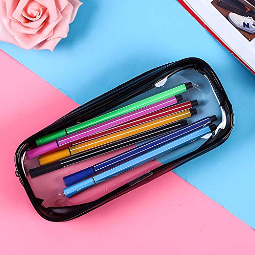 2 estuches transparentes TOYESS, estuches ligeros de PVC transparente para lápices y artículos de maquillaje y cosmética