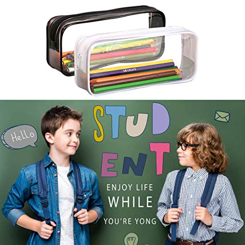 2 estuches transparentes TOYESS, estuches ligeros de PVC transparente para lápices y artículos de maquillaje y cosmética