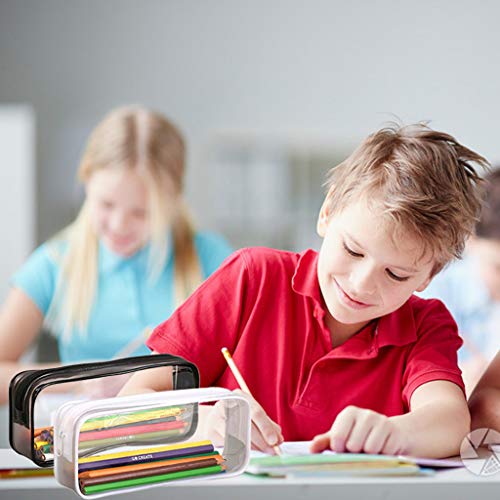 2 estuches transparentes TOYESS, estuches ligeros de PVC transparente para lápices y artículos de maquillaje y cosmética