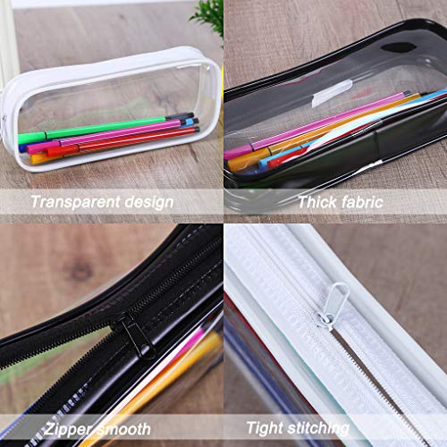 2 estuches transparentes TOYESS, estuches ligeros de PVC transparente para lápices y artículos de maquillaje y cosmética