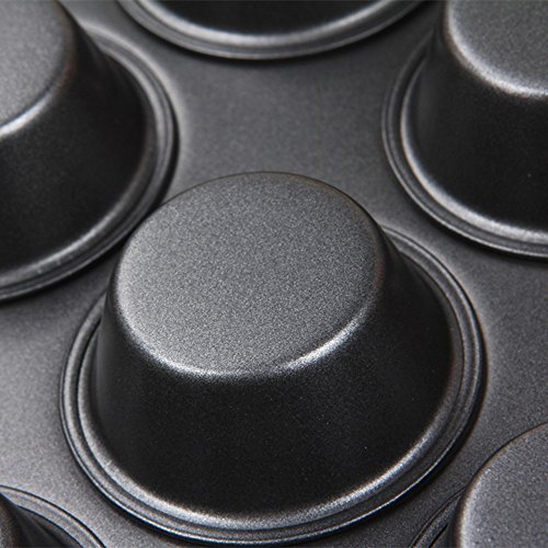 2 moldes para horno con 12 agujeros para cupcakes, de Stonges. Capa antiadherente, para hornear, bandeja de horno cuadrada