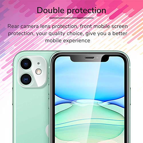 [2 Pack]UniqueMe Protector de Pantalla para iPhone 11 (6.1") y [2 Pack] Protector de lente de cámara para iPhone 11 cámara, [Cobertura máxima][Sin Burbujas] HD Cristal Vidrio Templado