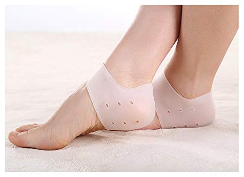 2 Pares de Fundas de Gel de Silicona Almohadillas de reparación del talón Protector de la Almohadilla del pie del talón para Inserciones de Fascitis Plantar, espuelas de Tacones, Curar Talones Secos