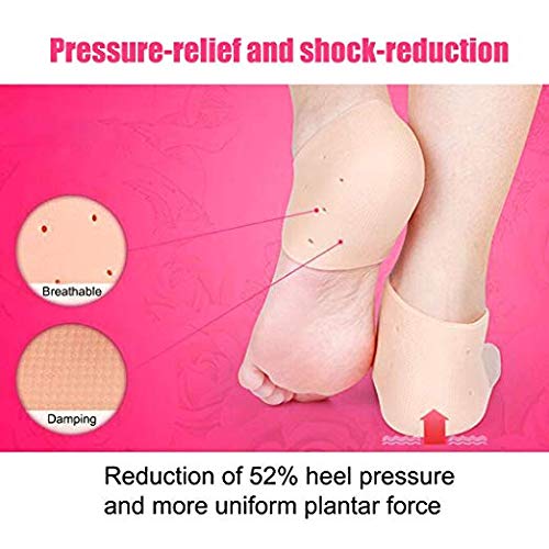 2 Pares de Fundas de Gel de Silicona Almohadillas de reparación del talón Protector de la Almohadilla del pie del talón para Inserciones de Fascitis Plantar, espuelas de Tacones, Curar Talones Secos