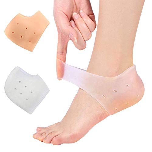 2 Pares de Fundas de Gel de Silicona Almohadillas de reparación del talón Protector de la Almohadilla del pie del talón para Inserciones de Fascitis Plantar, espuelas de Tacones, Curar Talones Secos