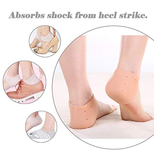 2 Pares de Fundas de Gel de Silicona Almohadillas de reparación del talón Protector de la Almohadilla del pie del talón para Inserciones de Fascitis Plantar, espuelas de Tacones, Curar Talones Secos